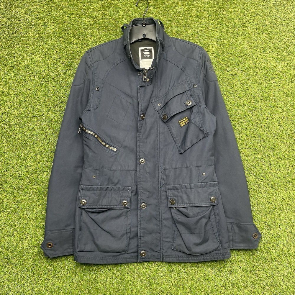 G-Star Raw Field Jacket Mens Small Washed Navy Blue Grunge Punk  2000s Y2K 90s